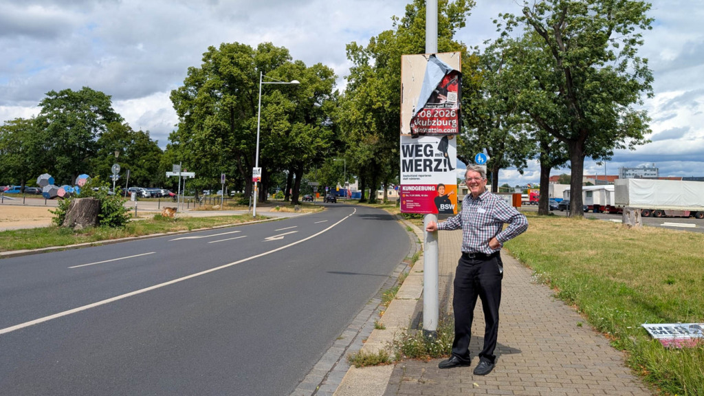 Plakatierung für die BSW-Demo am 11.07.2026 in Dresden