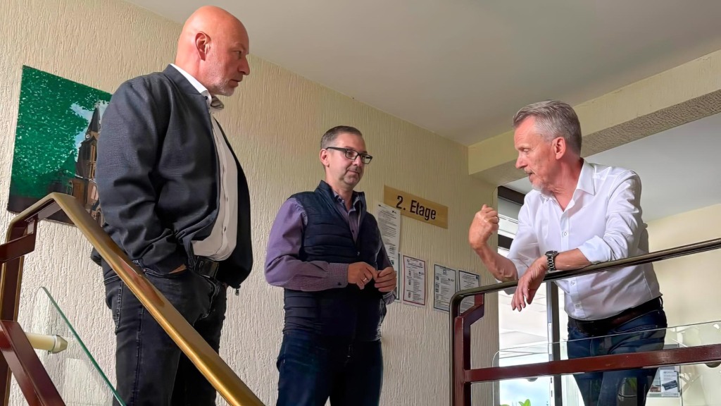 Jens Hentschel-Thöricht, Ulf Lange und Bürgermeister von Olbersdorf Adreas Förster